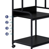 Arbuxzuy Printer Stand with Storage Shelf,3 Tier Printer Cart with Wheels,Mobile Printer Table for Home Office,Stands for Printer Heat Press Scanner Fax,Industrial Style (Black) Arbuxzuy