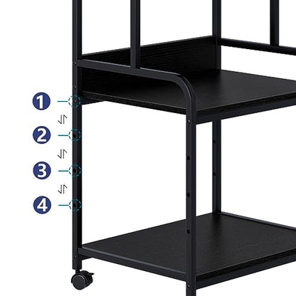 Arbuxzuy Printer Stand with Storage Shelf,3 Tier Printer Cart with Wheels,Mobile Printer Table for Home Office,Stands for Printer Heat Press Scanner Fax,Industrial Style (Black)