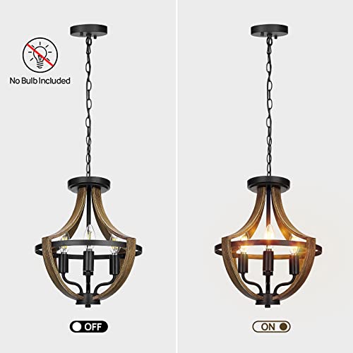 WOAEKR 13.1" Modern Farmhouse Hanging Pendant Lighting, 4-Light Rustic Interior Flush Mount Ceiling Light Fixture, Vintage Chandelier for Hallway Foyer Dining Room Entryway Kitchen Island Bedroom