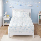 Bildenly Bow Zipper Bedding Twin for Girls, Bed in a Bag, Comforter Set White - Light Blue Bow Quilt with All-in-One Zipper Design, Cute Bow Quilt Set for Girls & Boys Bildenly