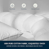 Serta Goose Feather Down Fiber Cotton Comforter Twin Size - 100% Cotton Duvet Insert - Hotel Luxury Hypoallergenic Bedding Comforter Light Warmth 68 x 90 Inch White Serta