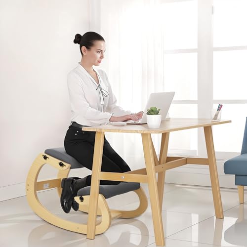 YOXIER Kneeling Chair,Kneeling Desk Chair,Office Sitting Posture Correction Chair,Rocking Home & Work Wooden Computer Desk Chairs, Back & Neck Spine Pain, Better Posture, Ergo Knee Support Stool 1 Set YOXIER