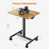 Sweetcrispy Small Mobile Standing Desk, Rolling Laptop Computer Carts, Portable Laptop Desk with Wheels, Adjustable Height Table for Home Office, Rust Brown Sweetcrispy