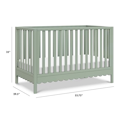 DaVinci Sammy Scallop 4-in-1 Convertible Crib in Light Sage, GREENGUARD Gold Certified DaVinci
