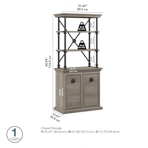 Coliseum Designer Bookcase with Doors in Driftwood Gray by Bush Business Furniture - WoodArtSupply