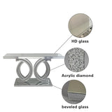 Silver Mirrored Console Table, Modern Luxury Rectangle Sofa Table with Diamond Glass Effects, Elegant Mirrored Furniture for Entryway, Hallway, Entrance (Extra Large) arbol manualidad