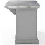 Pemberly Row Transitional Wood/Stainless Steel Kitchen Island in Gray/Chrome Pemberly Row