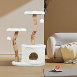 NATURAL EXPRESSIONS Modern Cat Tree and Tower for Indoor, Luxury Solid Wood Cat Condo for Large Cats, Flower Cat Tree with Scratching Post, Cat NATURAL EXPRESSIONS