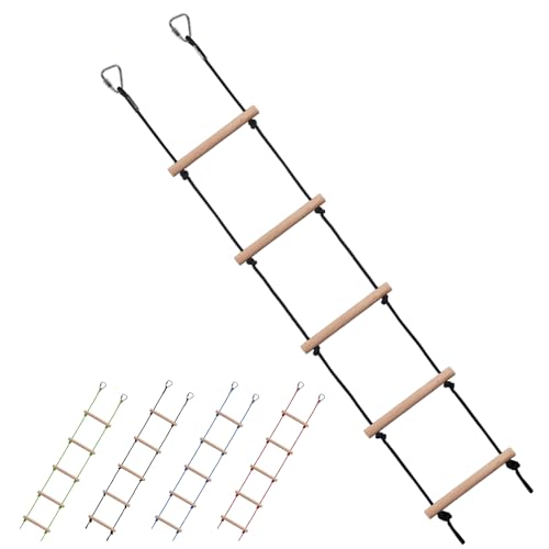 ChengFu Swing Rope Ladder, Hanging Rope Ladders, Ninja Warrior Obstacle Course Accessories, Kids Climbing Game Hanging Ladder for Swing Accessories (2 Hooks) ChengFu