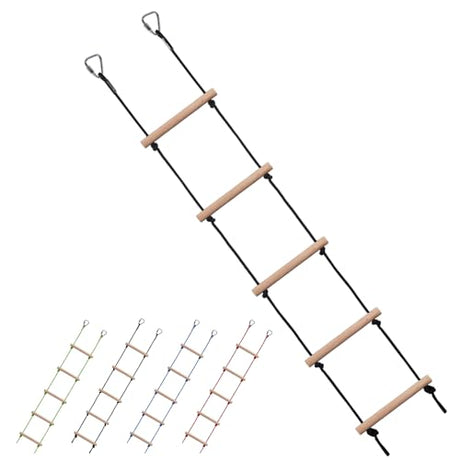 ChengFu Swing Rope Ladder, Hanging Rope Ladders, Ninja Warrior Obstacle Course Accessories, Kids Climbing Game Hanging Ladder for Swing Accessories (2 Hooks) ChengFu