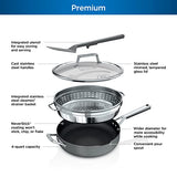 Ninja Foodi NeverStick 4 Quart Pan with Lid, Strainer, & Spatula, Oven Safe, Sea Salt Grey Ninja