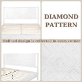 Bme Ethan Solid Wood King Bed Frame with Diamond Headboard - Rustic & Mid-Century Modern - Acacia Wood Platform Bed - Compatible with All Mattresses - No Box Spring Needed - Rustic White Bme