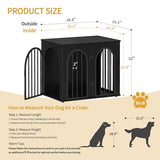 Hzuaneri 26.8'' Wooden Dog Crate Furniture, Indoor Dog Kennel Dogs Cage for Small Dogs, Heavy Duty Dog Crates Decorative Pet House End Side Table TV Stand, Black DFC85504B Hzuaneri