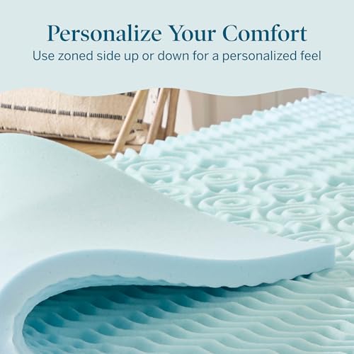 LUCID 2 Inch Gel Memory Foam Mattress Topper, Full size – 5 Zones – Cooling Gel Infusion – CertiPur Certified Foam LUCID
