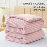 BEDELITE Fleece Twin Comforter Set -Super Soft & Warm Fluffy Pink Bedding, Luxury Fuzzy Heavy Bed Set for Winter with 1 Pillow case BEDELITE