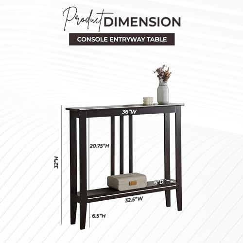 Kings Brand Furniture Narrow Console Table with Storage – Rectangular Entryway & Behind Sofa Table, Wood Accent Hallway Table for Foyer or Living Room, Espresso Kings Brand Furniture