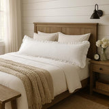 Empire Linen | Ruffled Body Pillowcase | Cotton Satin Weave, Soft & Breathable | Hidden Zipper Closure | Decorative Pillow Sham with Single Layer Ruffles | White Body Pillow Cover (20x48, White) Empire Linens