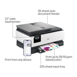 HP OfficeJet Pro 8125e Wireless All-in-One Color Inkjet Printer, Print, scan, Copy, ADF, Duplex Printing Best-for-Home Office, 3 Month Instant Ink Trial Included, AI-Enabled (405T6A)
