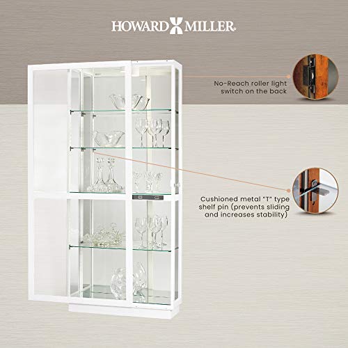 Howard Miller Jayden IV Curio Cabinet 680-574 – Hand-Rubbed Gloss White Finish Home Decor, Four Glass Shelves, Five Level Display Case, Locking Slide Door, LED Light Switch