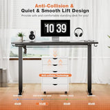 Sweetcrispy Electric Adjustable Height Standing Desk - 63 x 24 inch Sit to Stand Up Desk with Splice Board, Rising Home Office Computer Table with 2 Hook and Wire Hole for Work Sweetcrispy