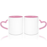 MR.R 11oz Sublimation Blank Coffee Mugs,Cup Blank White Mug Cup with Pink Color Mug Inner and Heart Handle,Set of 2 MR.R