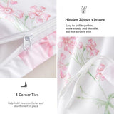 CCoutueChen Duvet Cover Twin 2Pcs Pink Floral Bow Bedding Set for Girls Kids, Romantic Princess Style Bowknot Bedding, Ultra Soft Reversible Garden Flower Duvet Cover Set(1 Pillowcase,No Comforter) CCoutueChen