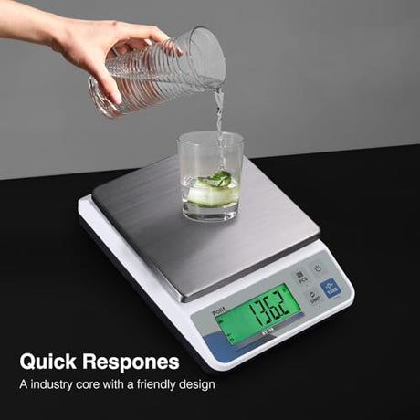 Polit Digital Kitchen Scale KT-66 30lb/13kg｜0.05oz/1g Precision Food Scale with LCD Display｜Battery or Plug-in｜Stainless Steel Top｜Grams, Ounces, Pounds｜5 Units for Baking, Farming & Shipping Scale POLIT
