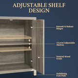 OAKHAM HOME Oxford Storage Cabinet Fluted Sideboard Buffet Cabinet with Adjustable Shelves, Modern Accent Cabinet Multifunctional Console Cabinet for Living Room, Kitchen.(Grey Oak) OAKHAM HOME