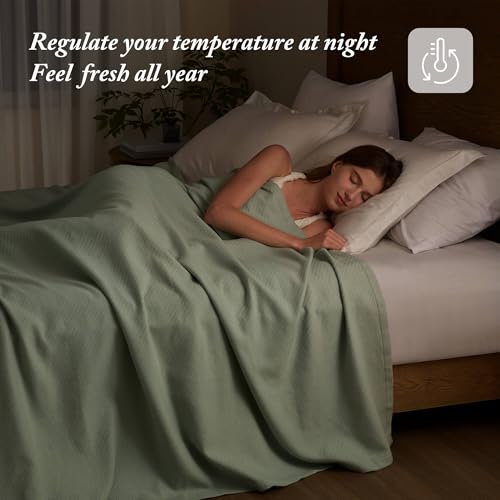 Madison Park Liquid Cotton Luxury Blanket Premium Soft Cozy 100% Ring Spun Cotton For Bed , Couch or Sofa, King, Sea Foam Madison Park