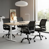 DUMOS Office Desk Chair - Ergonomic Mid Back with Lumbar Support & Rocking Mode, Height Adjustable with Fixed Armrest, Storage Back for Computer, Gaming, Conference, Meeting, 360° Swivel, Black DUMOS