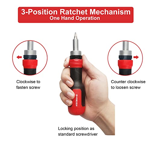 SHARDEN Ratchet Screwdriver 13-in-1 Ratcheting Screwdriver Set Multi Screwdriver Tool All in One with Torx Security, Flat Head, Phillips, Hex, Square and 1/4 Nut Driver Sharden
