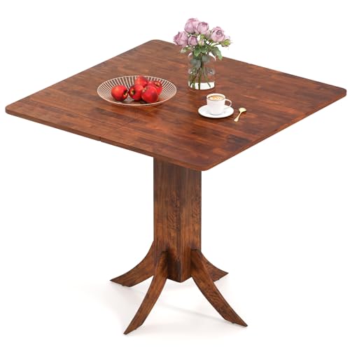 Giantex Square Dining Table for 2-4 People, 33-Inch Kitchen Table with Rubber Wooden Legs & Frame, Farmhouse Dinner Table for Dinette, Dining Room, Restaurant, Small Spaces, Walnut Giantex