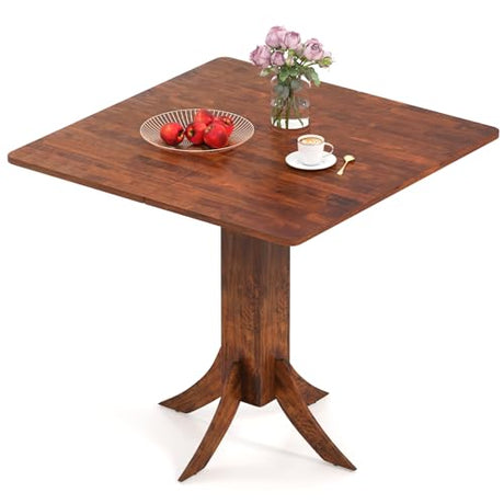 Giantex Square Dining Table for 2-4 People, 33-Inch Kitchen Table with Rubber Wooden Legs & Frame, Farmhouse Dinner Table for Dinette, Dining Room, Restaurant, Small Spaces, Walnut Giantex