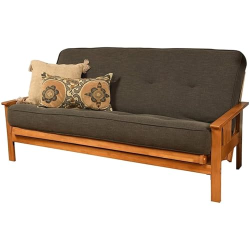 Pemberly Row 8" Full Size Spring Futon Mattress Replacement, Linen Sleeper Sofa Bed Mattress, Charcoal Gray-Frame Not Included Pemberly Row