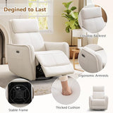 HAOMARKETS Electric Swivel Rocker Recliner Chair, Power Faux Leather Glider Rocking Recliners for Adults,360° Swivel Nursery Reclining Sofa with USB Charging Port, White