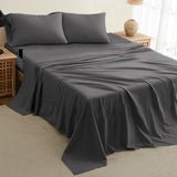 DREAMCARE Queen Sheet Set – 4 pcs Cooling Sheets – up to 21” Deep Pocket Queen Sheets – Hotel Luxury Sheets & Pillowcases – Superior Softness 100% Fine Microfiber with Side Pocket – Gray DREAMCARE