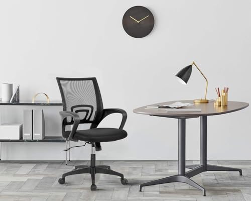 Home Office Chair Ergonomic Desk Chair Mid-Back Mesh Computer Chair Lumbar Support Comfortable Executive Adjustable Rolling Swivel Task Chair with Armrests(Black) FDW