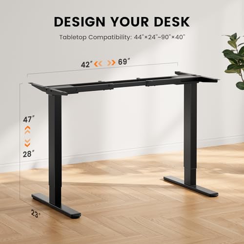 ErGear Standing Desk Frame [Dual Motor] Electric Adjustable Legs Compatible Desktop Size 44″-90″, 264 lbs Weight Capacity, 4 Memory Height Settings Stand up Desks Frame Workstation, Black Frame Only ErGear