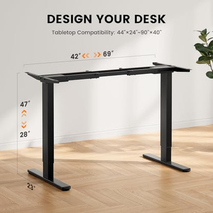 ErGear Standing Desk Frame [Dual Motor] Electric Adjustable Legs Compatible Desktop Size 44″-90″, 264 lbs Weight Capacity, 4 Memory Height Settings Stand up Desks Frame Workstation, Black Fra - WoodArtSupply