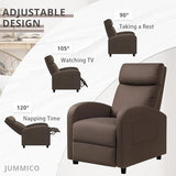 JUMMICO Recliner Chair Adjustable Home Theater Single Recliner Sofa Furniture with Thick Seat Cushion and Backrest Modern Living Room Recliners (Fabric, Brown)