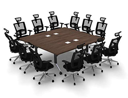 12 Person Conference Tables Meeting Seminar Fold Up Model 6732 2pc Color Java X-Thick Tops, Luxury Chrome Base & Casters, Ready to Use. (Tables, Power Bars Included, Seating NOT Included) - WoodArtSupply