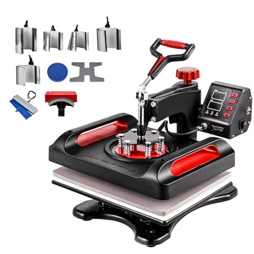 VEVOR 11 in 1 Heat Press, 12 x 15 Inch, Multifunctional Clamshell Printer, Digital Dual-Tube Heat Press Transfer Machine, Swing Away Sublimation Machine for T-Shirt Hat Cap Mug Plate Pen Shoes Black VEVOR