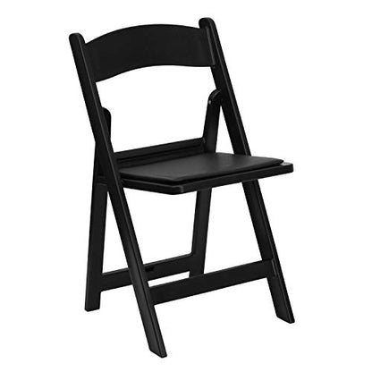 Flash Furniture Hercules Series Folding Chair - Black Resin - 4 Pack 800LB Weight Capacity Comfortable Event Chair - Light Weight Folding Chair, 4-LE-L-1-BLACK-GG - WoodArtSupply