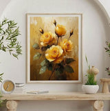 Paint by Numbers Rose Paint by Numbers Kits for Adults Yellow, DIY Canvas Oil Painting Arts and Crafts Kit for Kids with Painting Brushes Acrylic, for Home Wall Decor 12x16 in Without Frame u0-3494 WXLANOUT