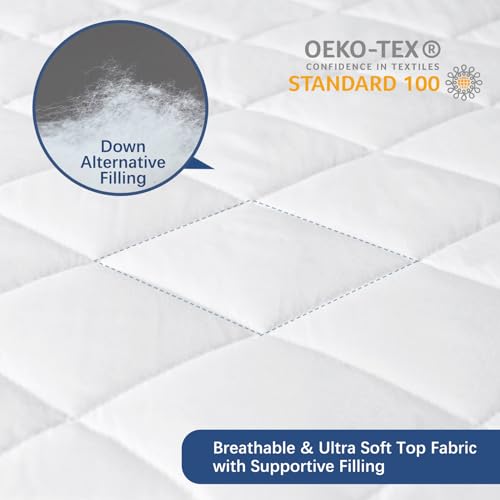 Waterproof Sofa Bed Mattress Protector Pad, Absorbent Queen Sleeper Sofa Mattress Topper Cover Quilted, Fitted Mattress Protector, 60" x72", White Moonsea
