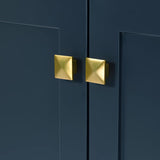 ARIEL 72" Midnight Blue Double Bathroom Vanity Base Cabinet, Double Sink Configuration, 2 Soft Closing Doors, 9 Full Extension Dovetail Drawers, Satin Brass ARIEL