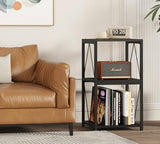 Y&M 3-Tier Record Player Stand with Vinyl Record Storage, Turntable Stand Record Shelf Display Table for Album, Turntable Holder, End Table for Bedroom, Living Room, Black Y&M