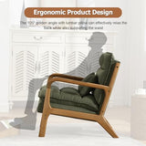 INZOY Mid Century Modern Accent Chair with Wood Frame, Upholstered Reading Armchair with Waist Cushion, Double Padded Accent Chair, Side Chair for Living Room Bedroom Office, Easy Assembly, Green INZOY