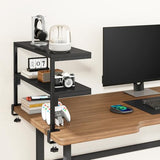 IBUYKE Clamp on Desk Shelf, 22.8” Large Desk Extender Shelves,Tool-Free Flexible Repositioning and Adjustable 2-Tier Storage Shelves for Desktop Accessories Below Desk TMZ010B IBUYKE