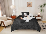 Manfei African Cheetah Wildlife Bed Comforter Set Queen Size Black Wild Animal Skin Super Soft Microfiber Bedding Set for Adults Teens Leopard Print Comforter Set 2 Pillowcases Manfei